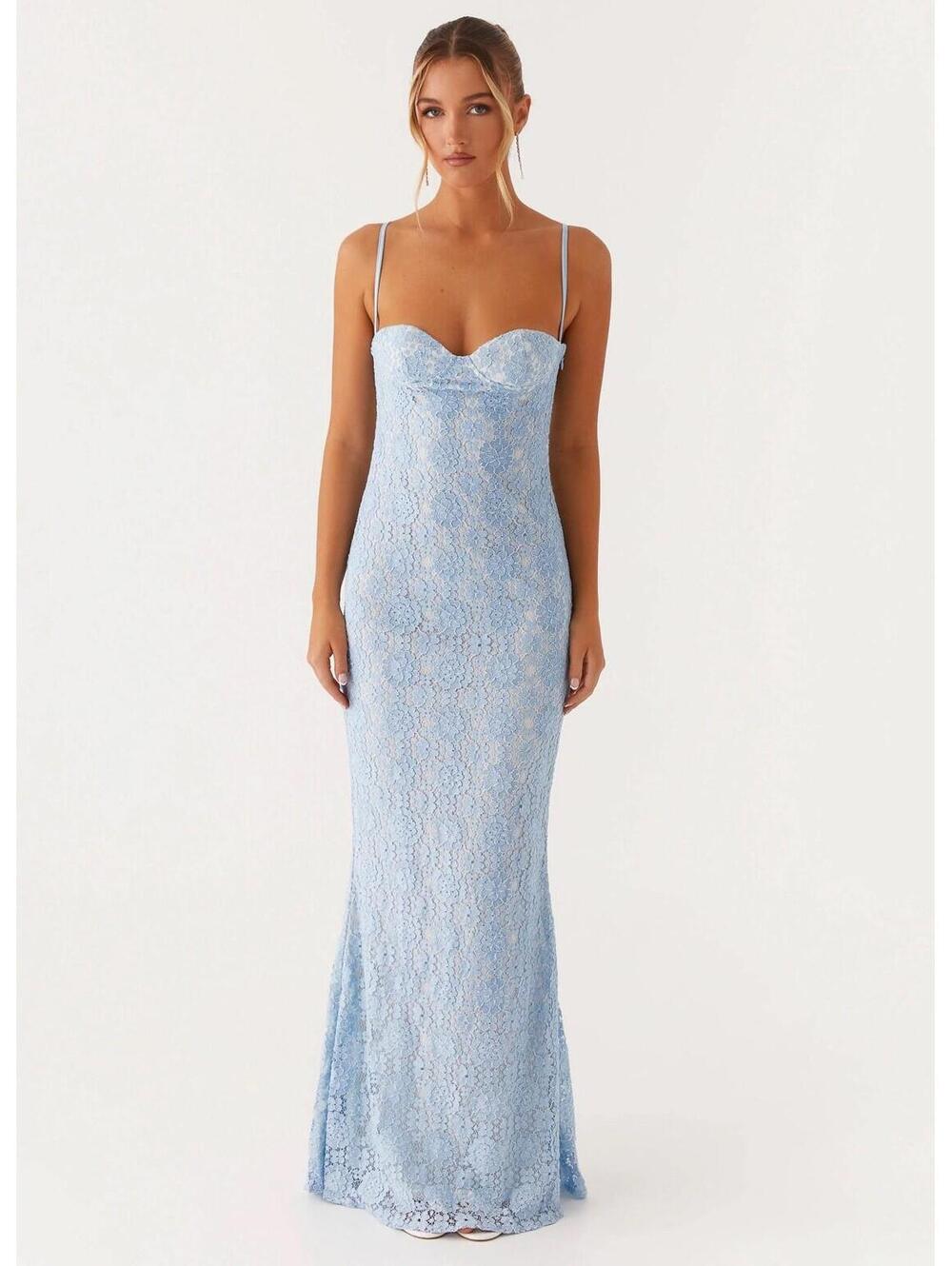 Peppermayo Women's Sweetheart Neck Sonia Wedding Maxi Dress Blue Size 8 Feminine